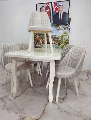 Qonaq otağı üçün, Yeni, Açılan, Kvadrat masa, 6 stul