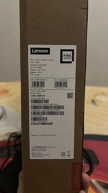i5 prosessor: Lenovo LOQ 15IRX10 oyun/iş noutbuku Texniki göstəricilər (qutudakı — 2