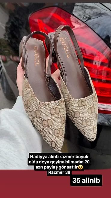 Qadın slingback ayaqqabı - Brend yazısı: GUGCL - Model: açıq dabanlı