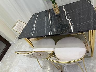 madeyra stol stul: Mətbəx/yemək dəsti - Tərkib: 1 masa + 4 stul - Masa: şüşə effektli — 2