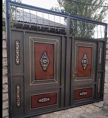 demir qutu profil: Dəmir Həyət darvazası, Mexaniki, Şəbəkə ilə, rəng - Qəhvəyi, Kredit yoxdur — 7