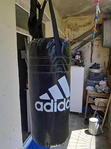 ev turniki: Adidas asma boks kisəsi - Rəng: qara, iri ağ “adidas” loqosu - — 1