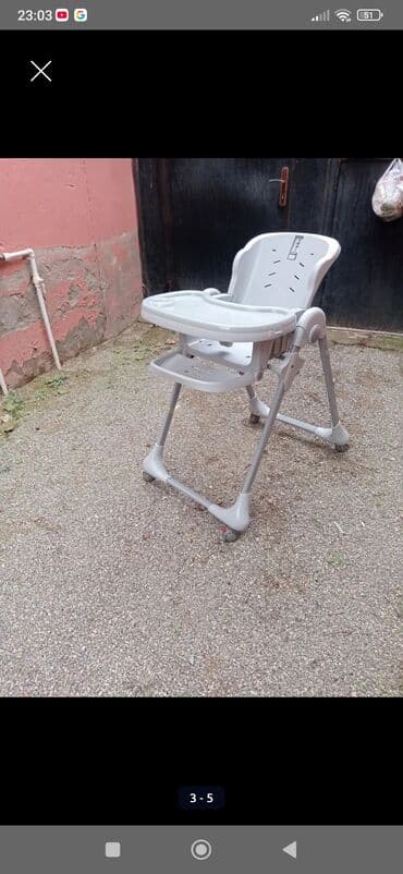 oyuncaq demir masin: Uşaq yemək stulu – təkərlı, qatlanan, boz rəng - Rahat və geniş — 3