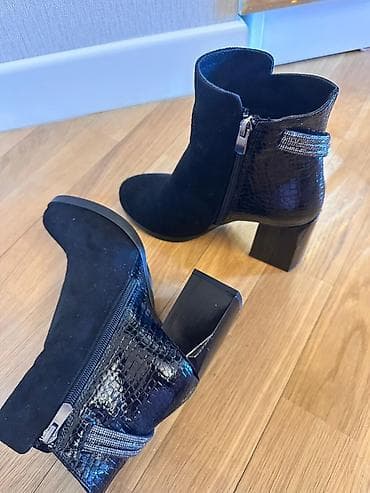 Sabo: Qadın qısa çəkmələri – qara - Dizayn: Ön hissəsi mat süet fakturalı — 2