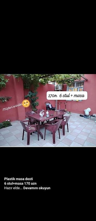 oboy ucuz: Dördbucaq masa, Stullar ilə, 6 nəfər — 1