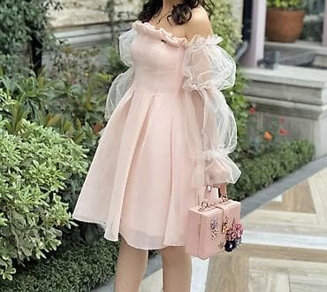 kurtkalarin satisi: Don satılır ✨ Çox zərif pudra rəngində, off-shoulder dizaynda, tüllü — 3