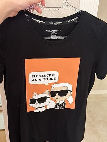 qara maz: Karl Lagerfeld Paris qara qısaqollu köynək. - Ölçü: XS (ECH/TP). - Ön — 1