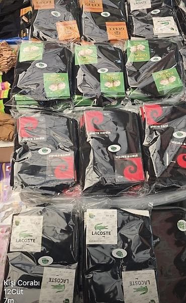 Kişi corabları – 12 cütlük paket - Modellər: Lacoste, Pierre Cardin