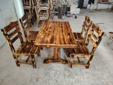 дачный набор стол и стулья: Dördbucaq masa, Stullar ilə, 4 nəfər, Açılmayan — 3