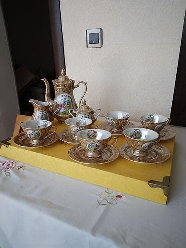 sud separatoru: Çay dəsti, rəng - Qızılı, Farfor — 1