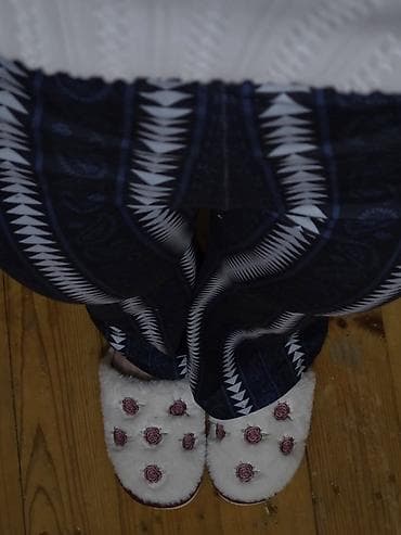 trapes salvar modelleri: Qadın şalvarı – elastik, yüksək belli, naxışlı -Razmer: S, amma strech — 5