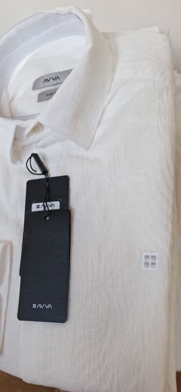 розовые мужские кофты: Мужская рубашка, Avva, M, цвет - Белый — 4