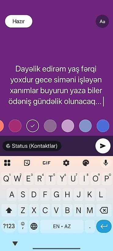 Xidmət: Uşaq baxıcılığı (dayəlik) - Gündüz və ya gecə növbəsi ilə