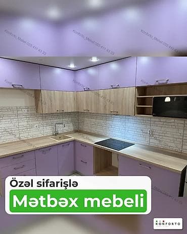 Sifarişlə mətbəx dəsti, Özü çəkən petlələr, MDF, Kredit yoxdur — 1