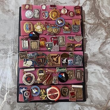 Sovet dövrünə aid kolleksiya nişanları (znachok) dəsti - Mövzu və