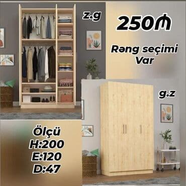 dolab sifarisi: Açılan, 3 qapılı Düz dolab, Qarderob, paltar dolabı — 1
