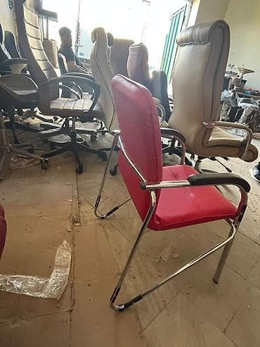 ev damaşnik: Qırmızı ofis/kreslo stulu - Material: parlaq, asan təmizlənən süni — 3