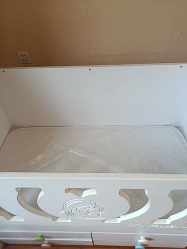 kompozit taxta: Для девочки и мальчика, Четырехугольная, Колыбель, Без бортиков, С матрасом, Без механизма качания — 2