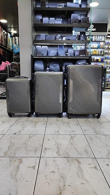 Çamadanlar: Sərt korpuslu 3-lü çamadan dəsti - Rəng: metalik boz/gümüş - — 1