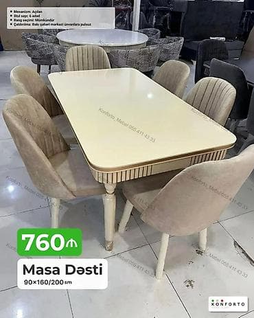 Masa dəsti – açılan mexanizmli - Ölçü: 90×160/200 sm (masa açıldıqda — 1