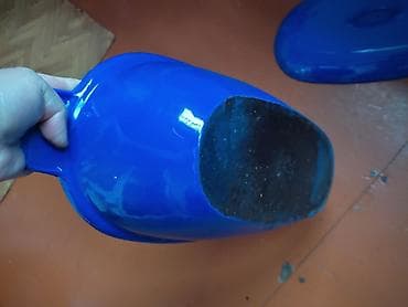 cay qabi: Mavi emallı qapaqlı dəmir bişirmə qabı - Material: qalın metal — 3