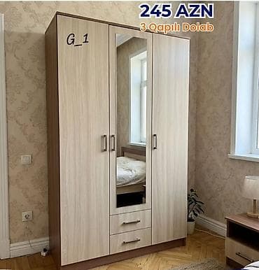 3 qapılı dolab. Modelin orta hissəsində tamboy güzgü yerləşir, alt lalafo.az -da 3 qapılı dolab. Modelin orta hissəsində tamboy güzgü yerləşir, alt