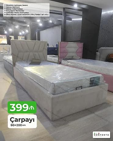 islenmis matras: Çarpayı – 90×200 sm • Mexanizm: açılmayan, bazasız • Sıyırma — 1