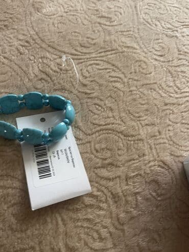 zümrüd qaşlı üzüklər: Türkiz daşlardan qolbaq seti - Material: mavi türkiz (təbii daş — 3