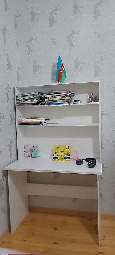 rif ofis mebelleri: Düz masa, Stulsuz, Polkalı, Siyirməsiz, MDF — 1