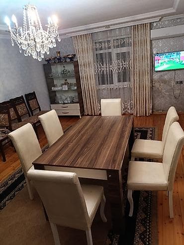 oturacaqlar satilir: Qonaq otağı üçün, İşlənmiş, Açılmayan, Dördbucaq masa, 6 stul — 4