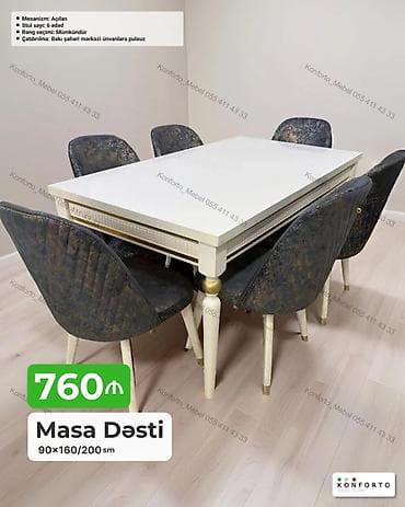 Masa Dəsti - Ölçü: 90×160/200 sm (açılanda 200 sm) - Mexanizm: Açılan