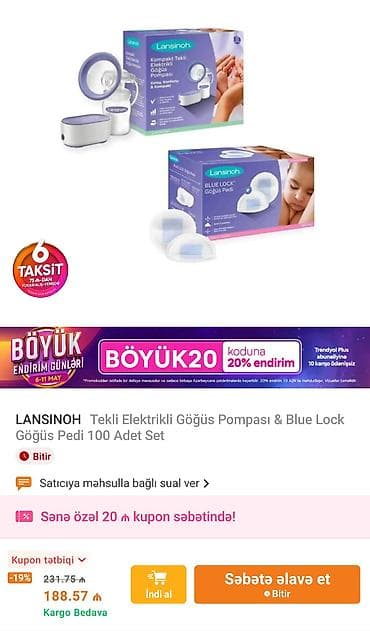 Lansinoh Elektrikli Sinə Pompası. Trendyoldan almışam. Çox az — 8
