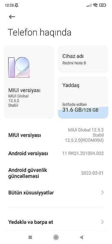 red dead redemption: Redmi Note 8, 128 GB, rəng - Mavi, İki sim kartlı — 2