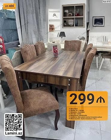 Masa dəsti – La Mini - Dəst tərkibi: 1 yemək masası + 6 ədəd stul -