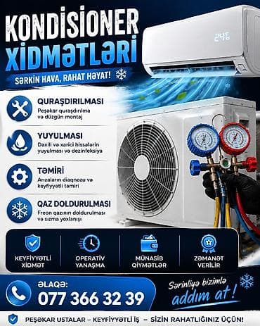 kondisioner qiyməti: Kondisioner xidmətləri - Quraşdırılması: Peşəkar quraşdırılma və — 1