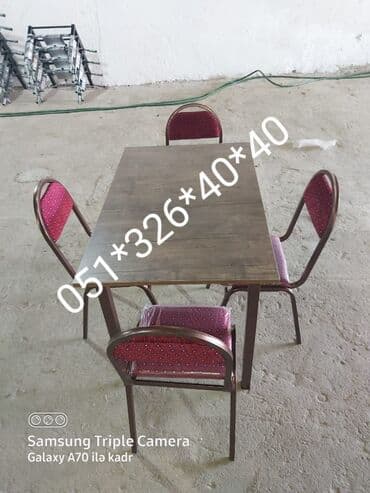 Masa və oturacaq dəstləri: Qonaq otağı üçün, Yeni, Açılan, Dördbucaq masa, 2 stul — 6