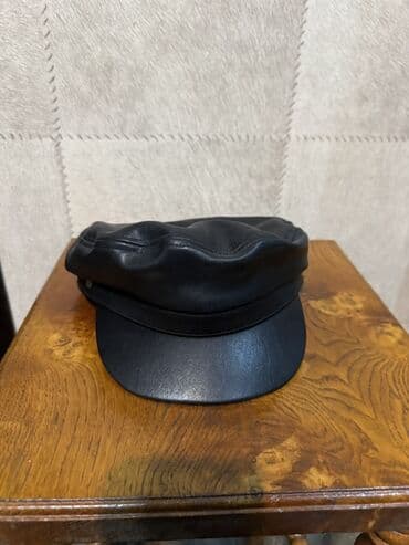 Daewoo: Qara dəri kepka – kapitan/baker boy stili - Material: yüksək — 9