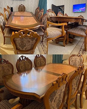 stol miz: Qonaq otağı üçün, Açılan, Oval masa, 8 stul — 1