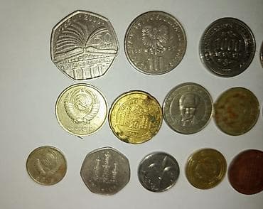 Beynəlxalq kolleksiya üçün qarışıq metal sikkələr dəsti. Hər ədəd üçün — 6