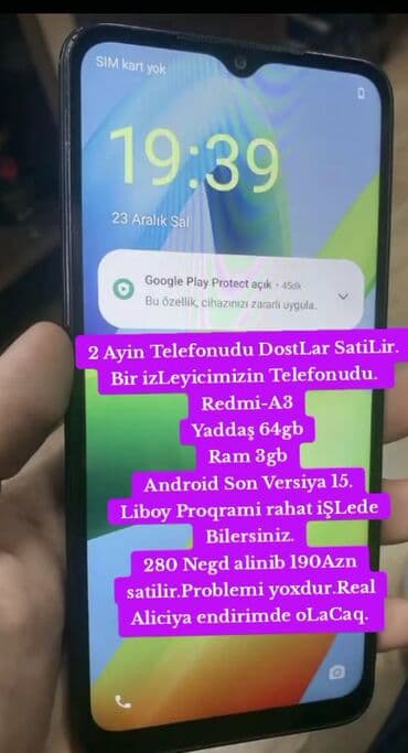 Apple iPhone: Redmi A3, 64 ГБ, цвет - Черный, Отпечаток пальца — 1