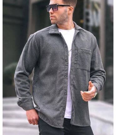 Рубашки: Мужская рубашка, M, цвет - Серый — 3