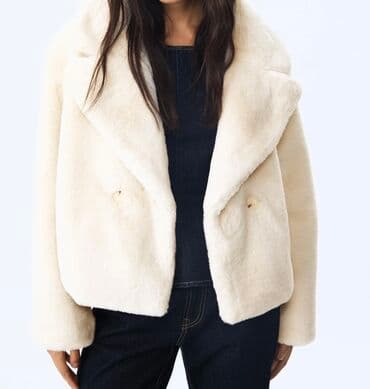 qadın qış geyimləri: Kürk, Stradivarius, S, rəng - Bej — 5