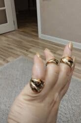 tek qas qizil uzukler: Qızılı tonlarda tənzimlənən barmaq üzü dəsti - 3 ədəd qalın dizaynlı — 7