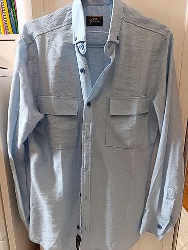 Рубашки: Мужская рубашка, S, цвет - Голубой — 1