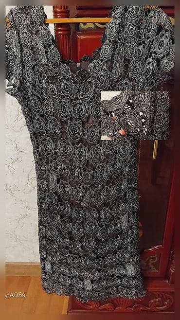 nude ten: Qadın geyim dəsti 1) Uzun qara don - Naqişli xırda ağ motivli print - — 6