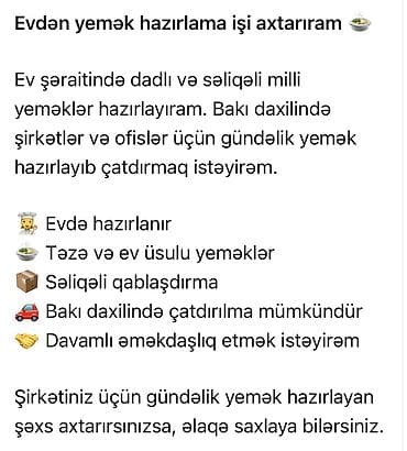cen su: Ev şəraitində hazırlanmış gündəlik milli yeməklər xidməti - Evdə — 1