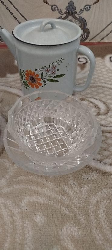 konfet qabi: Şüşə/Kristal meyvə-şirniyyat qabları dəsti - Material: şəffaf şüşə — 1