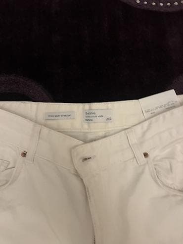 Bershka qadın cins şalvarı – High Waist Straight model - Rəng: ağ - — 3