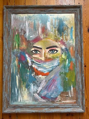 velosiped şəkli: Abstrakt portret rəsm əsəri - Texnika: kətan üzərində akril/yağlı — 1