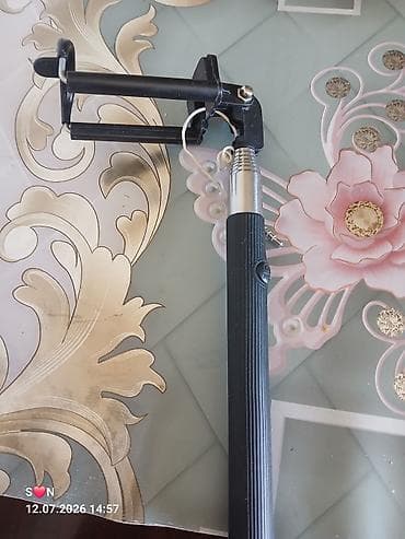 микро наушник: AUX kabel ilə işləyən selfi çubuğu - 3.5 mm qulaqcıq girişi — 2